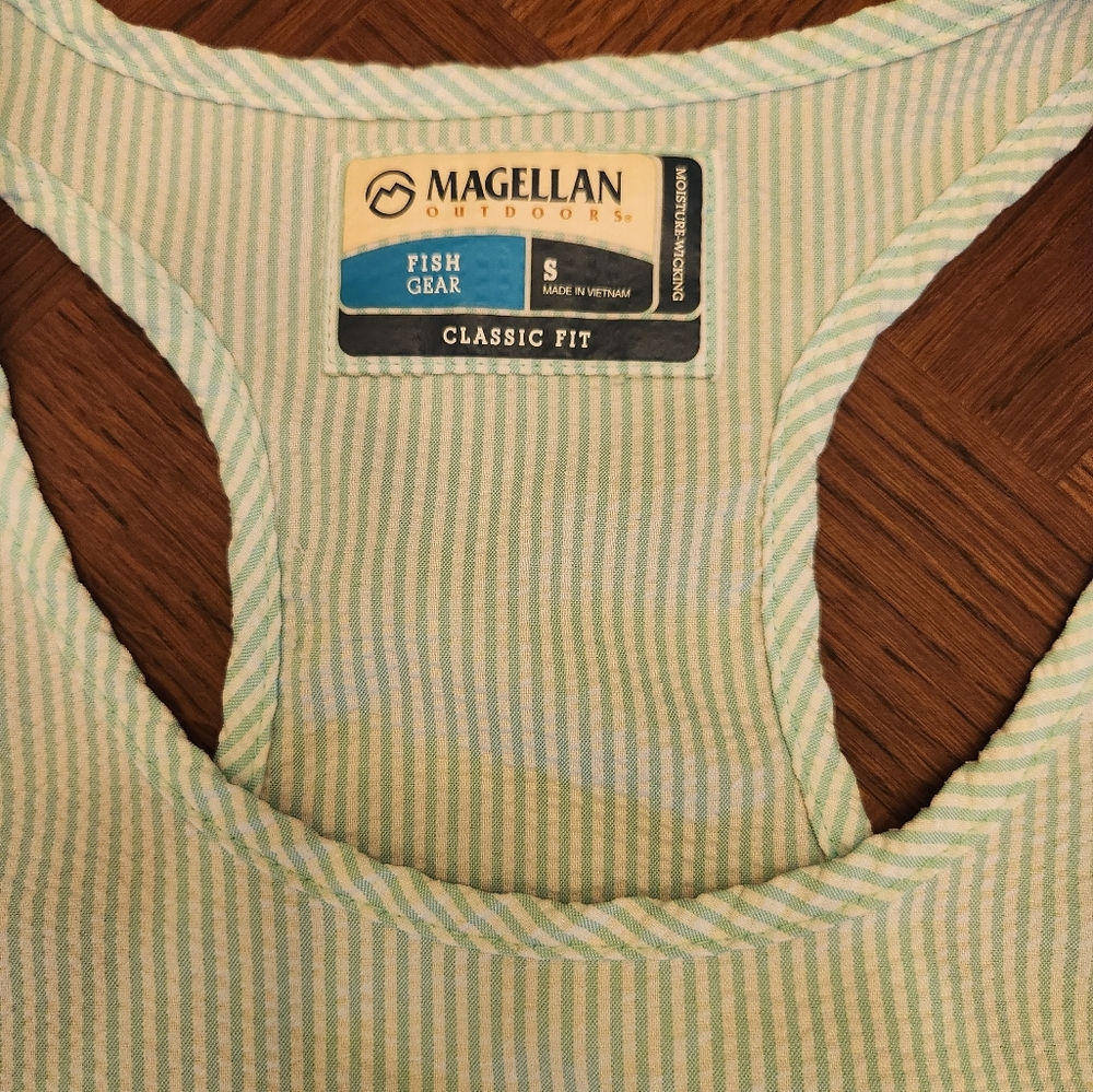 Magellan Outdoors Mint and White Striped Tank